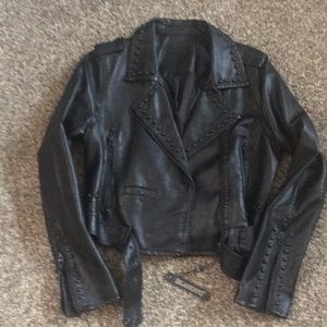 Blank NYC Black Faux Leather Stud Moto Jacket